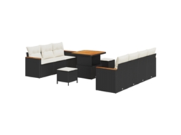 Conjunto 14 Sofá De Jardim Vidaxl Preto Vime Pe (234 X 204 X 85 Cm)
