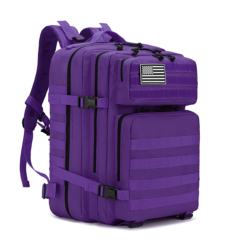 Mochila De Caminhada Unissex (roxa) De 45 Litros, Com Estampa De Camuflagem Tática.