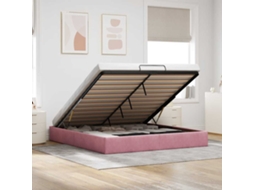 Vidaxl Estrutura De Cama Otomana Sem Colchão 160x200 Cm Veludo Rosa