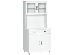 Aparador Auxiliar De Cozinha Armário Com Prateleiras Internas Ajustáveis ​​e Gaveta 80x48x170 Cm Branco