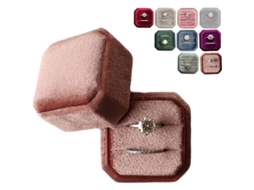 Caja De Anéis De Veludo Vintage Com 2 Compartimentos Para Casamento E Fotografia De Noiva (rosa Canela)