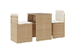 3 Pcs Conjunto Bistrô com Almofadões Vime Pe Bege MAISON EXCLUSIVE