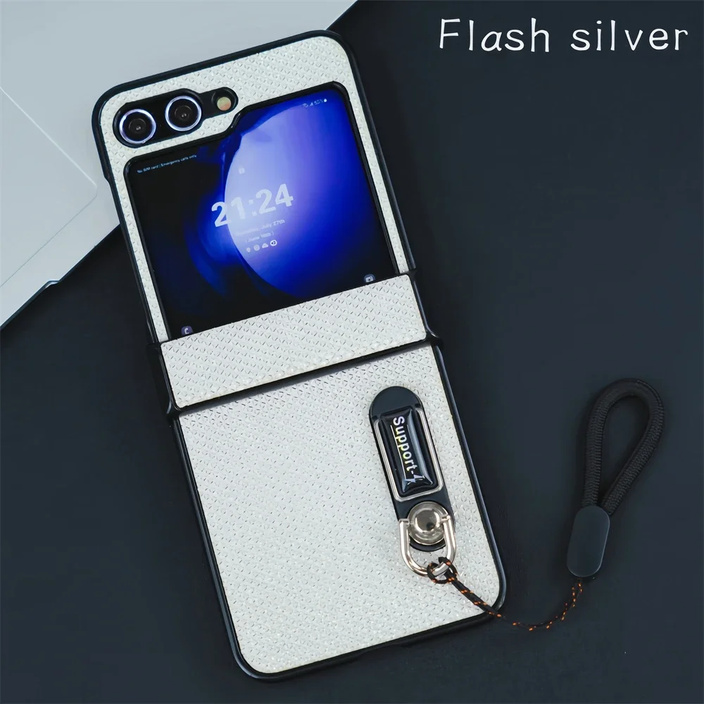(branco, Galaxy Z Flip3 5g) Capa De Celular Luxuosa E Brilhante Com Pulseira, Proteção Para A Lente, Capa Traseira Protetora Invisível
