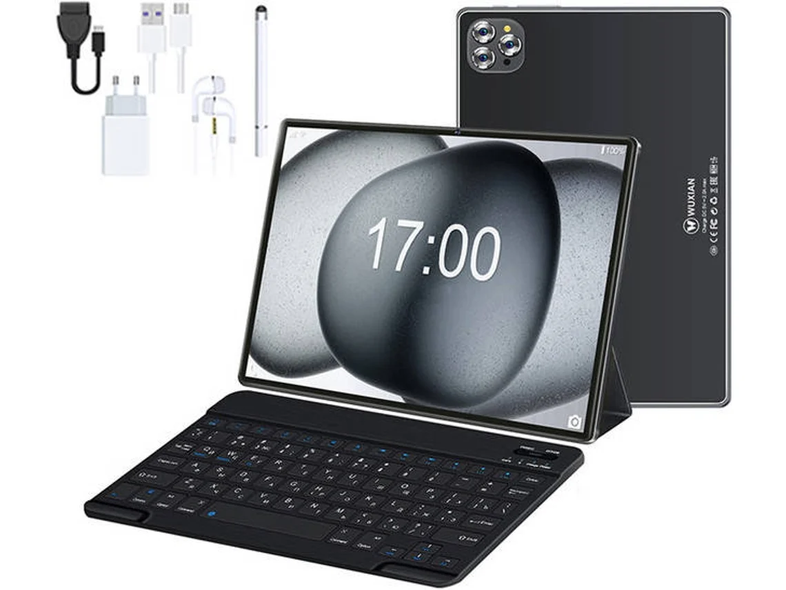 Tablet VANWIN V62 Teclado Bluetooth Capa de Couro Auriculares Caneta (10.1 - 128 GB - 6 GB RAM - Wi-Fi4G - Preto)