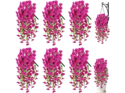 Conjunto De 6 Flores Artificiais Suspensas Resistentes Aos Raios Uv, Ideais Para Decoração De Varandas E Jardins. Cor Vermelha. Siurn