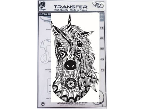 Adesivo térmico unicórnio preto A4 com placa