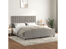 Estrutura De Cama Sem Colchão 160x200 Cm Veludo Cinzento-claro