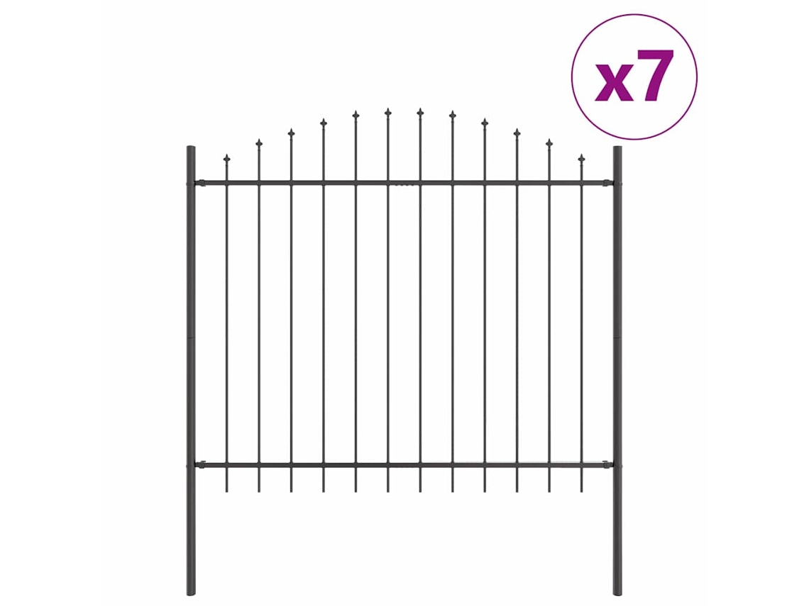 Conjunto 7 Barreira De Jardim Vidaxl Cinzento Aço Revestido A Pó (170 X 190 Cm)