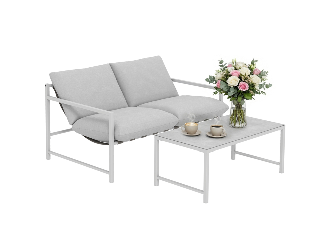 Guarda-sol de jardim com lona ajustável, 8 baleias, base cruzada e manivela 2,5x2,5m cáqui | S/MARCA