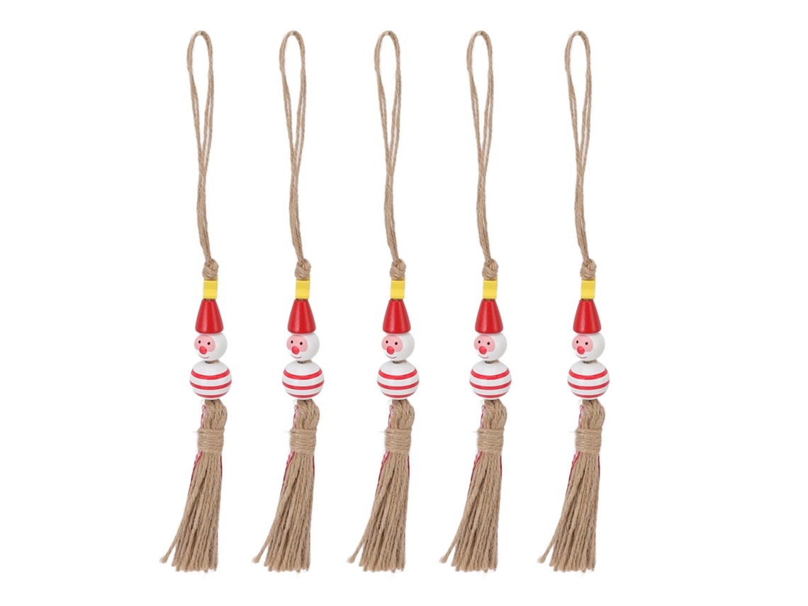 Laxiscreed Pack 5 Peruas De Contas De Natal Com Boneco De Neve De Madeira, Cores Vivas E Duráveis