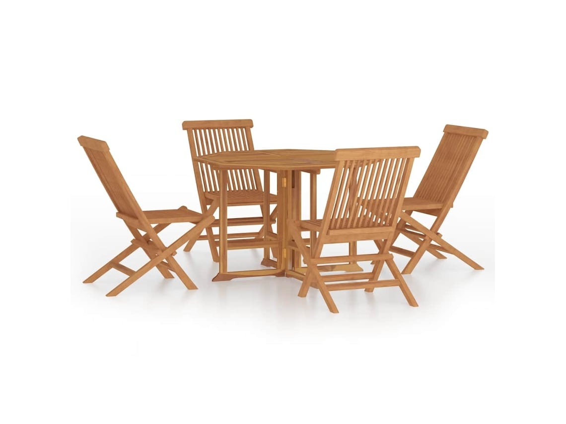 Conjunto de 5 Jantar Dobrável para Exterior Madeira Teca Maciça MAISON EXCLUSIVE