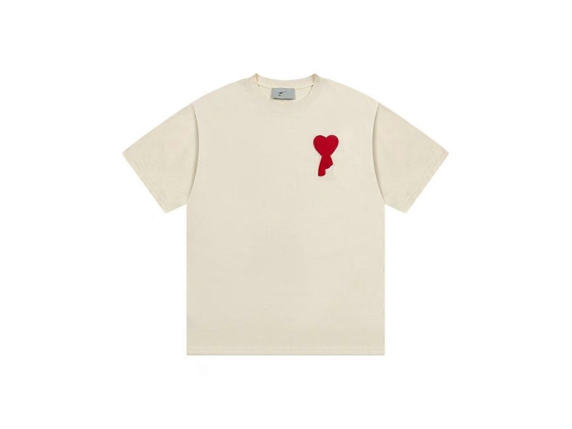 _camiseta de Verão Ami Kms Love Manga Curta Algodão Casual Solta Unissex de Marca
