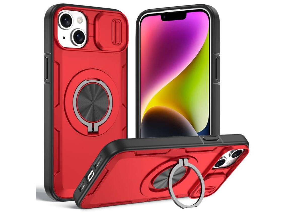 Capa Zruxe Compativel Com Iphone 14/13 (magsafe - Suporte Giratorio - Vermelha)