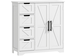 Armário De Banheiro, Unidade De Armazenamento, Com 4 Gavetas E 1 Armário, Para Espaços Pequenos, 81,2 X 30 X 83,8 Cm, Branco