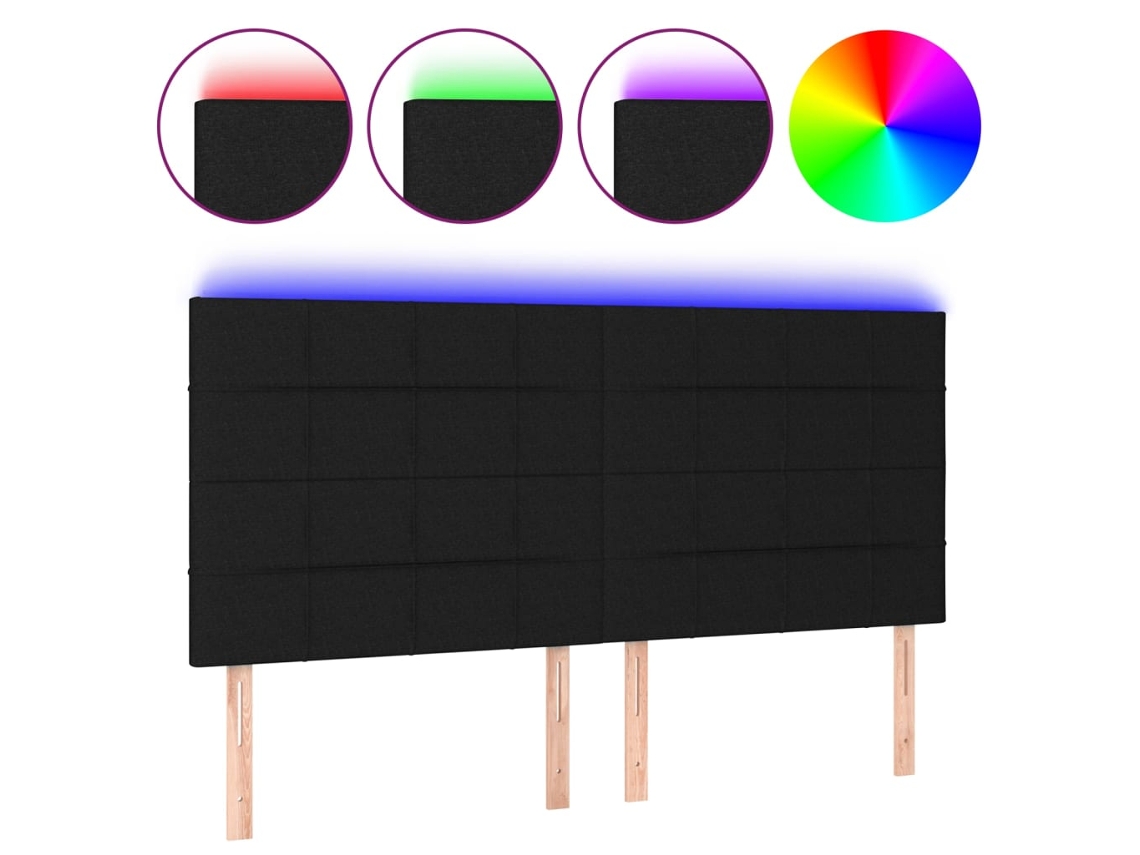 Cabeceira de Cama com Luzes Led Tecido Preto MAISON EXCLUSIVE (180x5x118 cm)