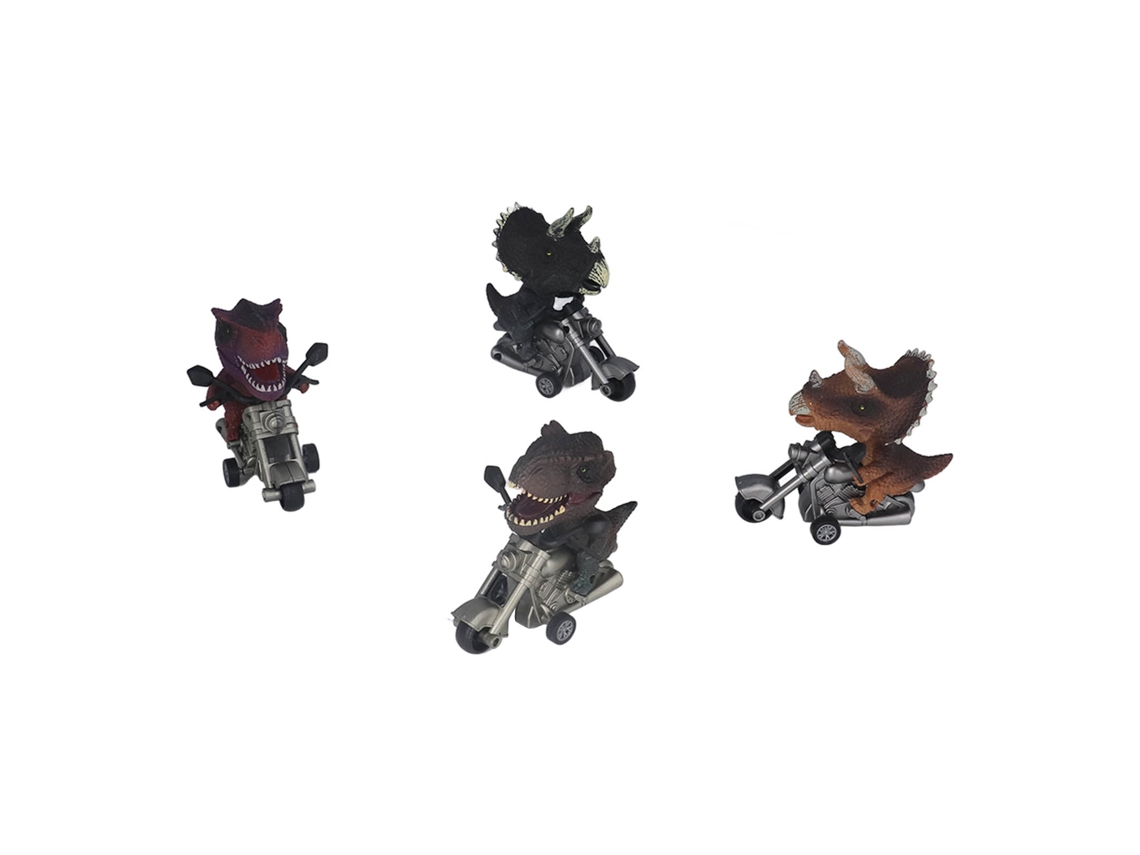 4pcs Brinquedo De Moto Dinossauro Pvc Carro Puxado Decoração Infantil Crianças