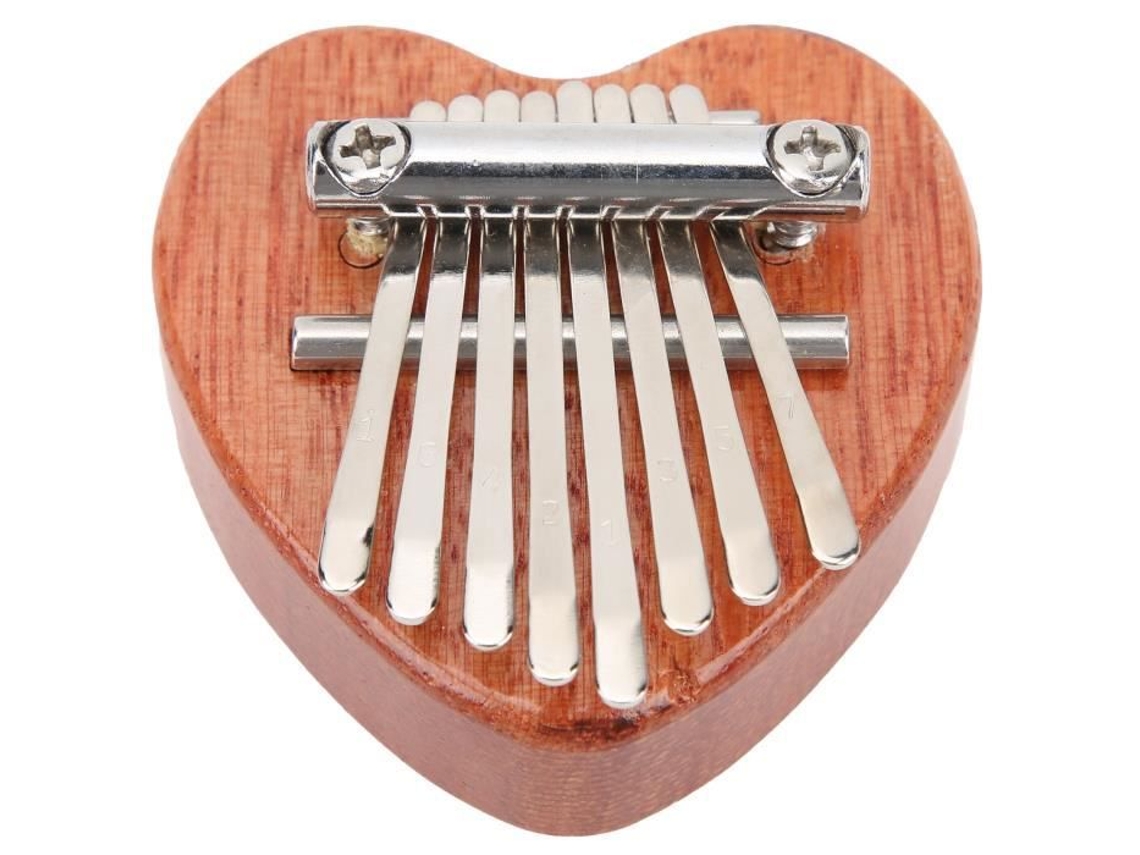 8 Melody Thumb Piano Heart Shaped Piano Thumb Piano Mogno Crisp 8 Tunes Instrumento de Teclado Portátil
