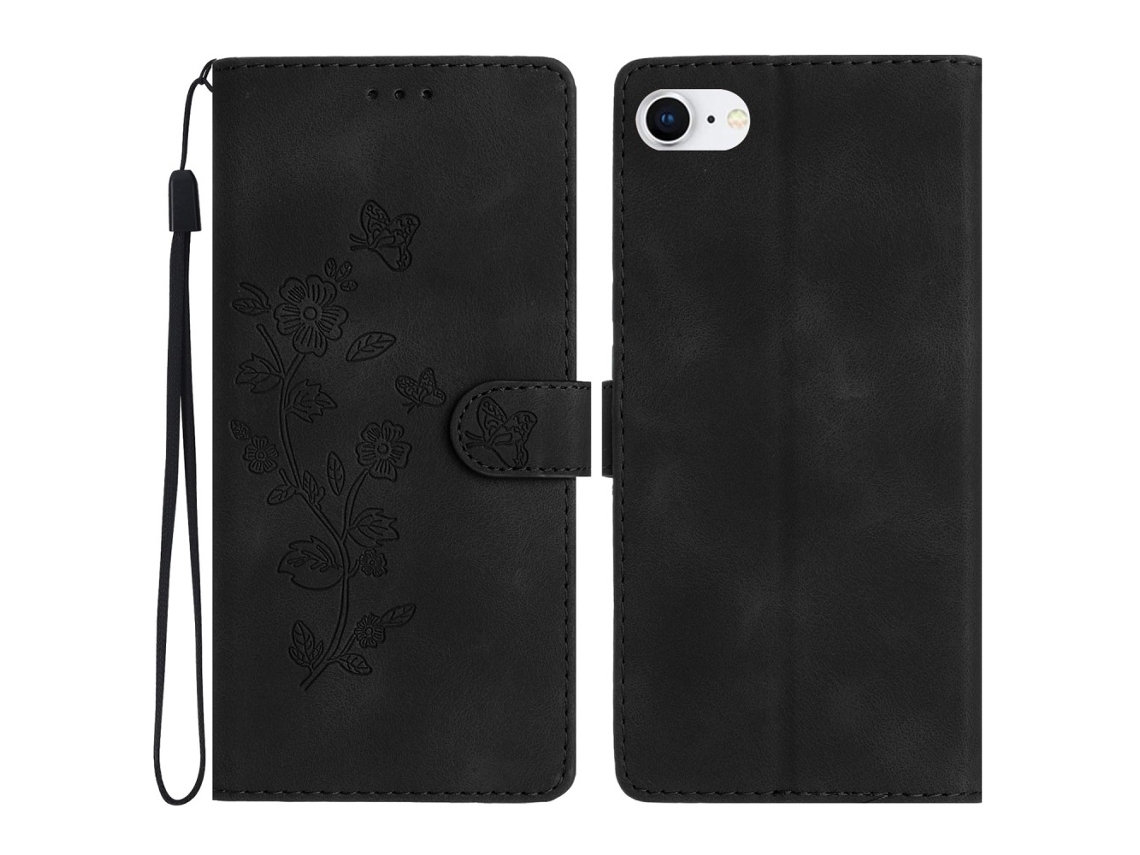 Capa Em Couro Pu Com Suporte Para Apple Iphone 6 / 6s / 7 / 8 - Preto