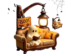 Fantasma Fofo Lendo Livro - Luminária Decorativa De Led Para O