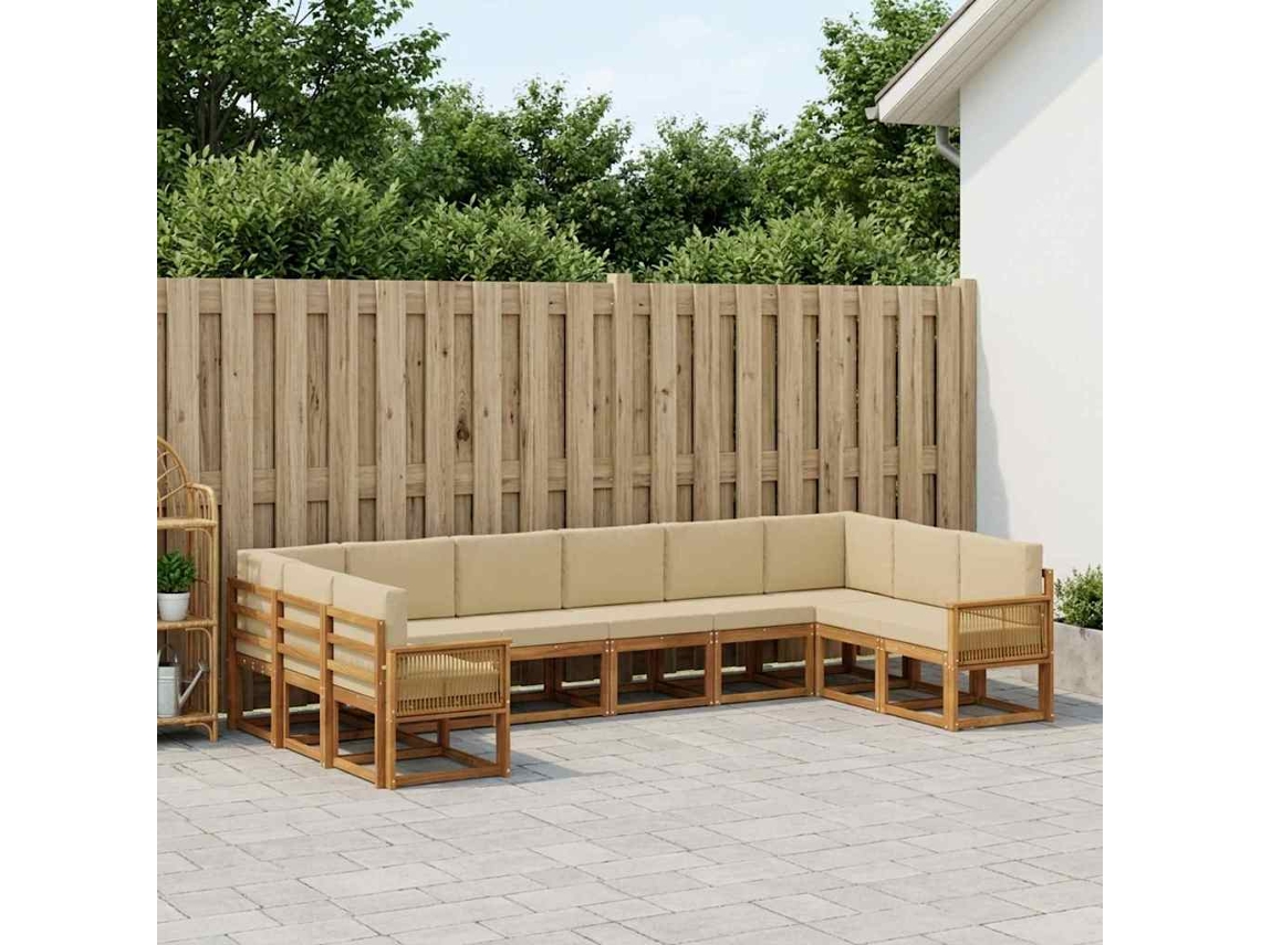 Vidaxl Conjunto De Sofás Para Exterior 10 Pcs Natural E Bege