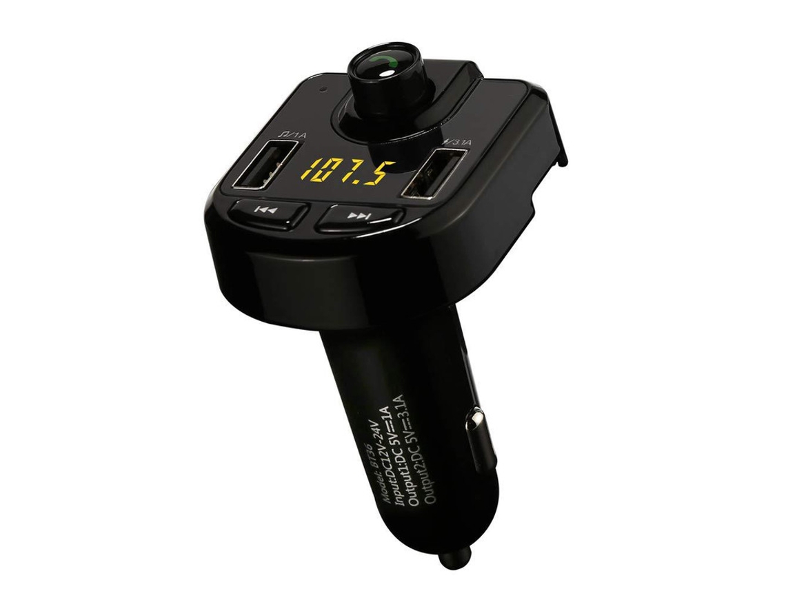 Transmissor Fm YIZHOOD Bt36 Tf Card U Disk Mp3 Player 3.1A Dual Usb Carregador de Carro de Carregamento Rápido Sem Fio Kit de Carro Viva-Voz Preto