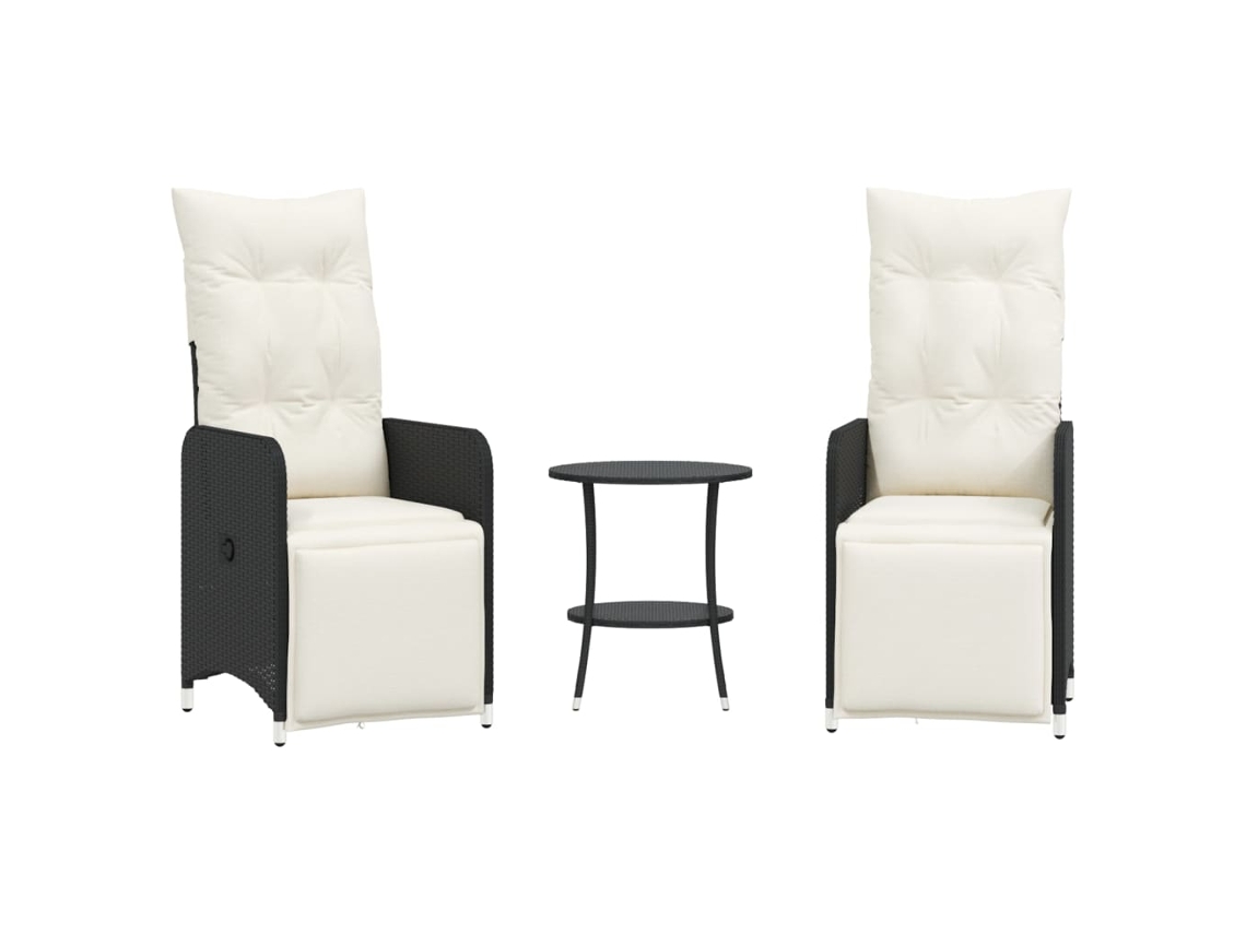 Maison Exclusive - Cadeiras Jardim Reclináveis 2 Pcs Com Mesa Vime Pe Preto