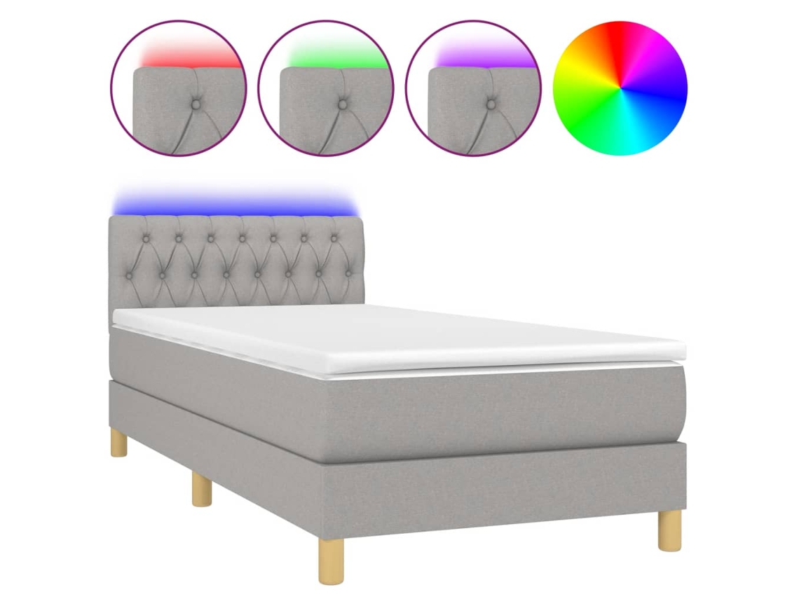 Box Spring Bed, Box Spring Beds Vidaxl Cinzeto Tecido (90 X 200 Cm)