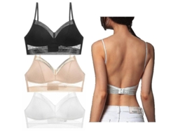 Sutiã Sem Arame com Costas Baixas e Ajustável para Cups A c, Ideal para Vestidos Sem Costas e Uso Diário Preto