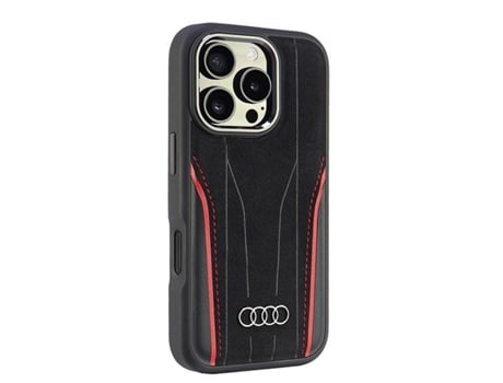 Capa para iPhone 16 Pro AUDI Pele Sintética Rígida Preto