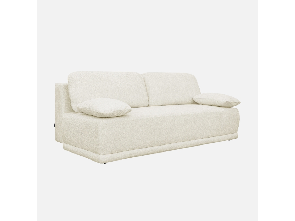 Sofá-cama Em Tecido Bouclé, 3 Lugares, Branco Sujo