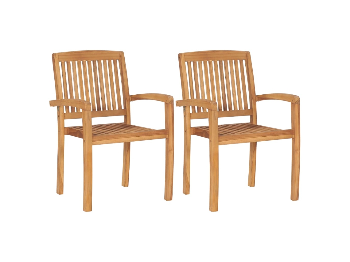 Vidaxl Cadeiras De Jantar Jardim Empiháveis 2 Pcs Madeira Teca Maciça