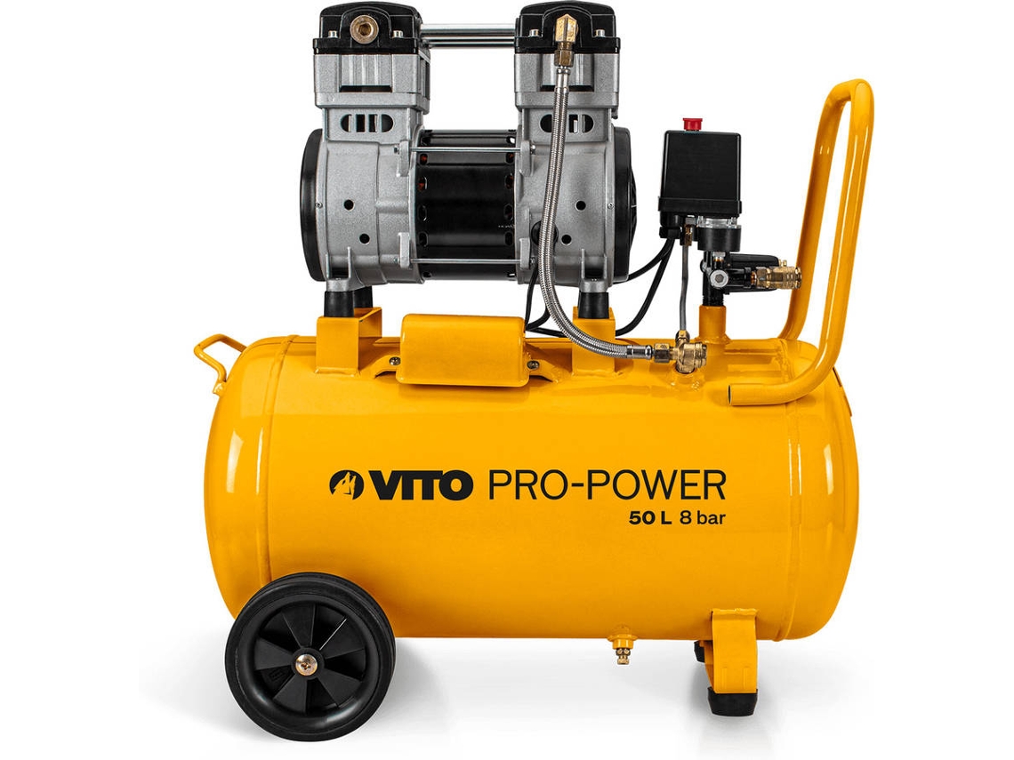 Compressor VITO Sem Óleo Silencioso 50Lt 8 Bar 1.5Hp (620 x 365 x 670 mm)