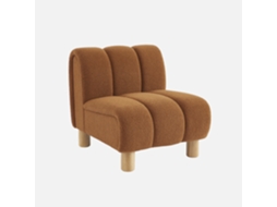 Poltrona Reclinável Em Madeira E Tecido Boucle, Camel Sweeek