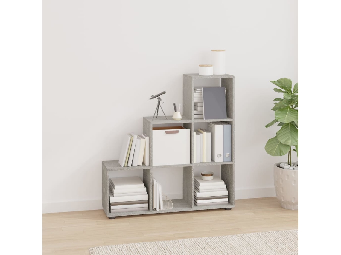 Estante Para Livros Armário De Livros Escada/prateleira Derivados Madeira 107cm Cinza Cimento Wsd387377 Lovely Home