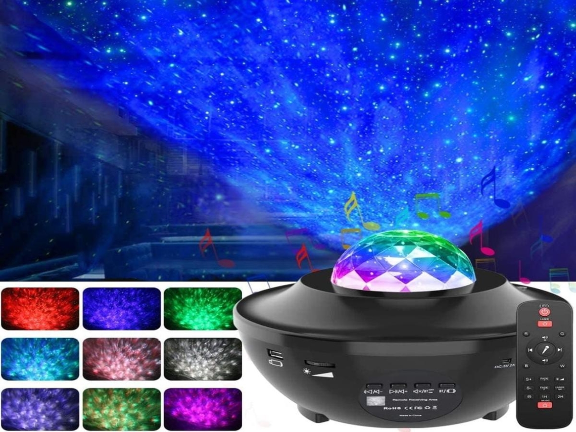Lurelia Projetor Galáxia Com Coluna Bluetooth, Controle Remoto, Usb, Led, Céu Estrelado, Som Integrado Branco Versão 2