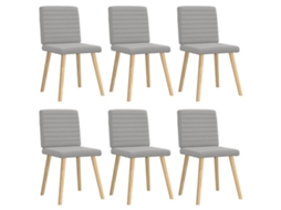 Vidaxl Cadeiras De Jantar 6 Pcs Tecido Cinza Nuvem