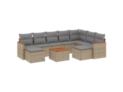 Conjunto de 10 Sofás Jardim C/ Almofadões Vime Pe Bege Misturado MAISON EXCLUSIVE (10 pcs)
