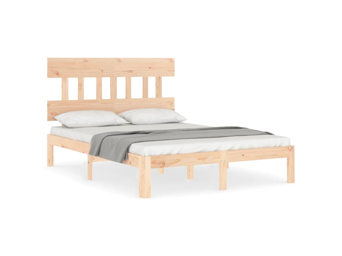 Estrutura de Cama de Casal com Cabeceira Madeira Maciça MAISON EXCLUSIVE (sem dimensões)