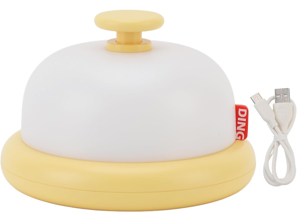 Luminária de mesa de cabeceira com intensidade ajustável, design charmoso em formato sino, recarregável e com luz quente.