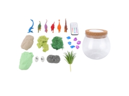 Primerox kit de Jardim de Vidro de Dinossauro com Luz e Controle Remoto para Crianças Brinquedo Educativo Diy