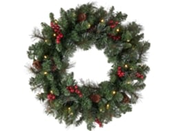 Guirlanda de Natal Artificial Tradicional 46cm Iluminada com Gancho para Varanda Externa Casa Fazenda Festas Inverno VAYOTOY