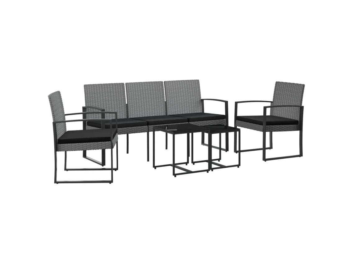 Maison Exclusive - 5 Pcs Conj. Jantar P/ Jardim C/ Almofadões Vime Pp Cinza-escuro