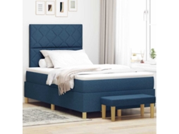 Vidaxl Cama Box Com Almofada Com Cabeceira Azul 200 X 120 Cm Tecido