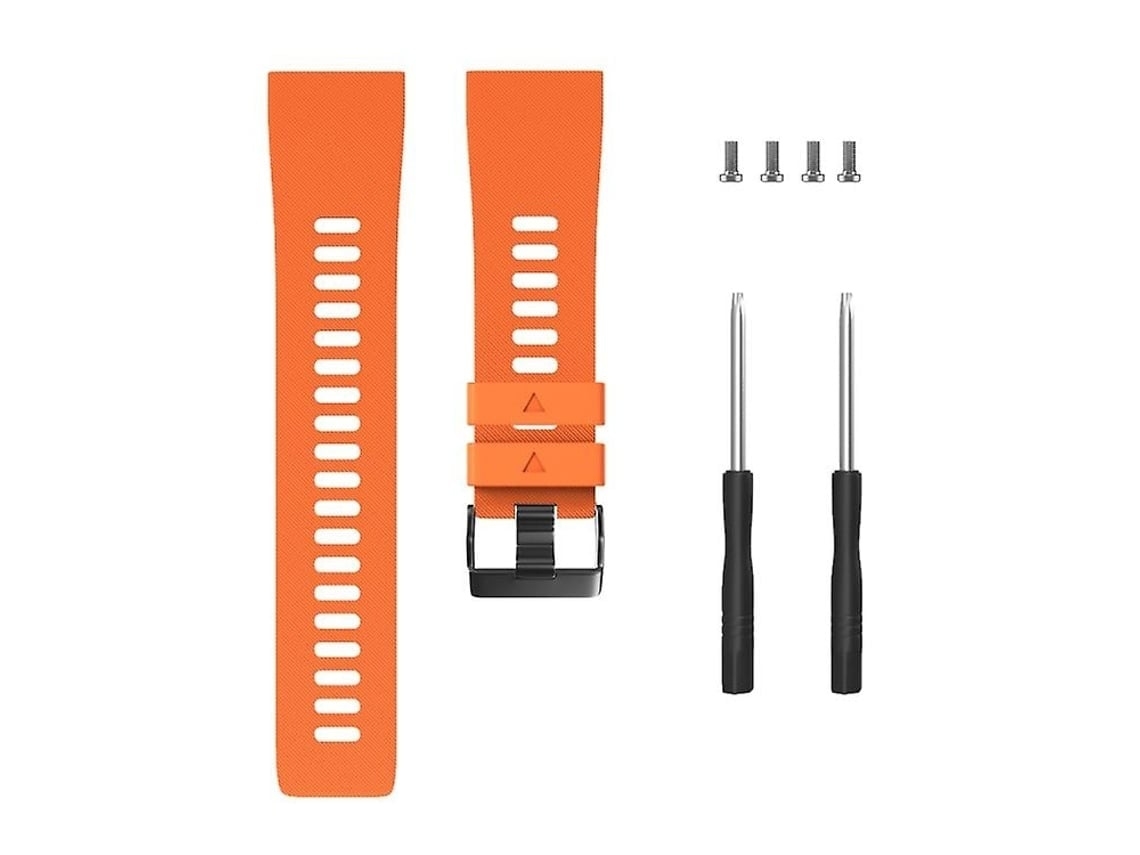 Pulseira De Relógio Lurelia Para Garmin Forerunner 35 Fivela Preta Em Silicone Laranja