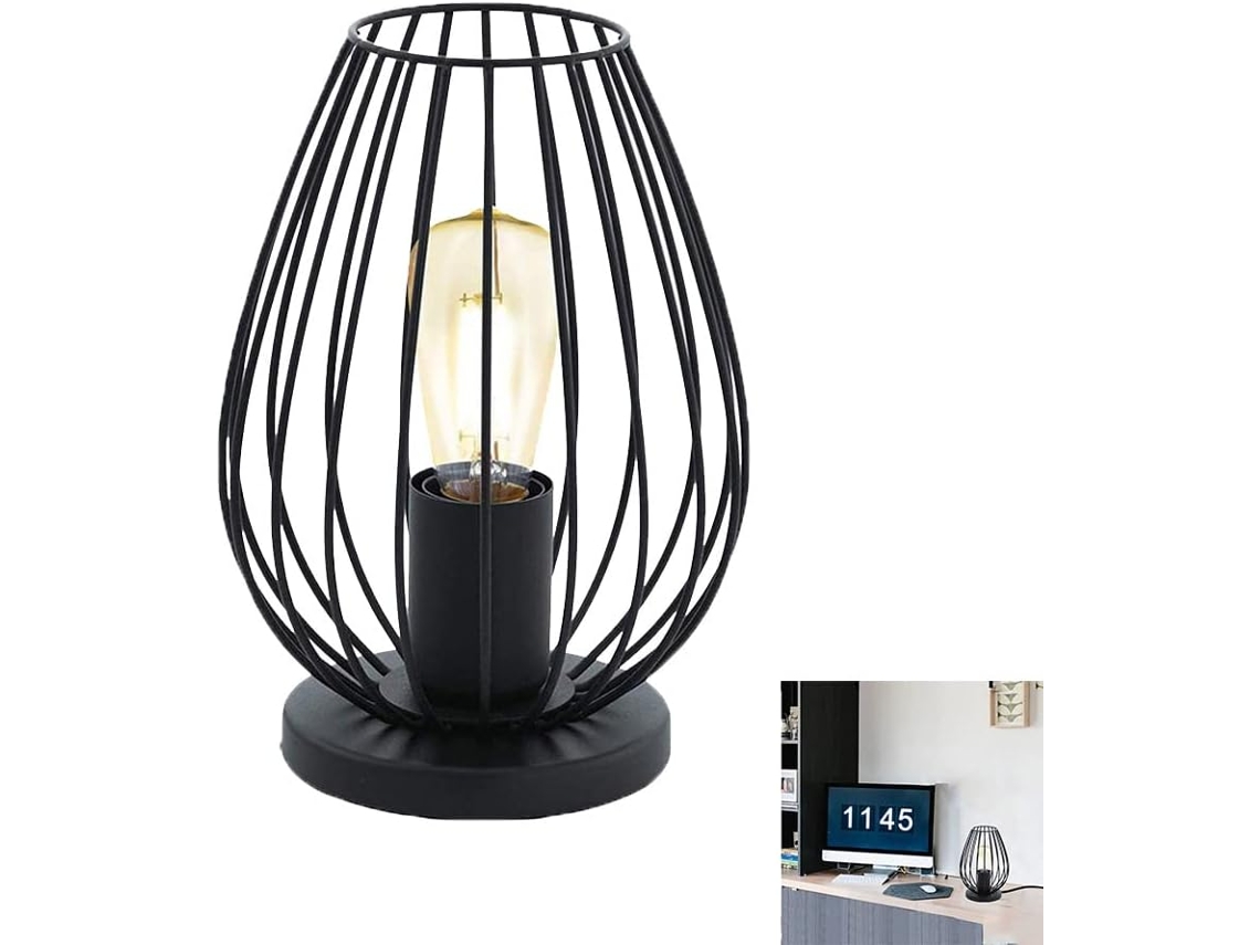 Luminária De Mesa Led Retrô, Luminária De Cabeceira Com Gaiola Metal, Luminária De Cabeceira Decorativa Retrô E27
