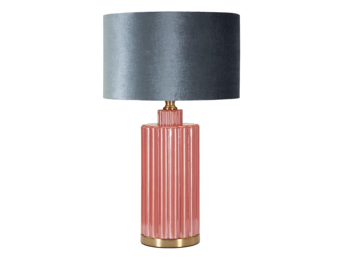 Luminária De Mesa Moderna Helene Tower - Base De Vidro Vermelho E Cúpula De Veludo Azul - 40w E27, Ideal Para Estúdios Criativos.