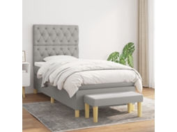 Vidaxl Cama Com Molas/colchão 80x200 Cm Tecido Cinza-claro