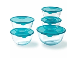 Conjunto De Lancheiras Pyrex Transparente Turquesa 5 Peças