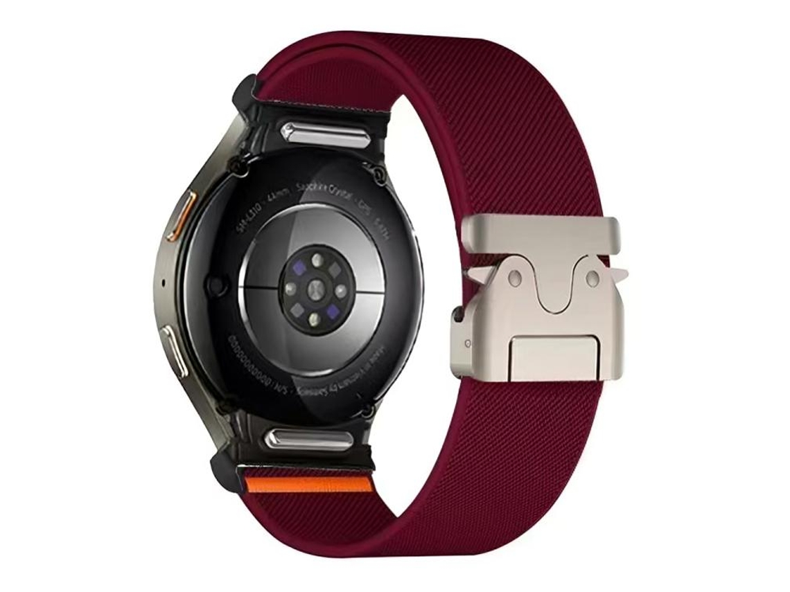 Bracelete Para Samsung Galaxy Watch 7/6/5/4 - Nylon Elástico - Botão Pressão E Fivela Paraquedas - Vinho Tinto
