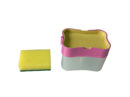 Caixa Dispensadora De Sabão, Suporte Esponja Tipo Prensa Abs, Ferramenta Limpeza Cozinha, Rosa